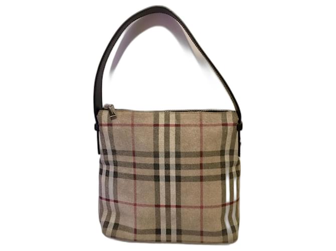 Vintage Burberry Nova Check bag leather and suede Multiple colors Beige  ref.511412