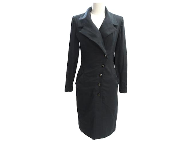 *[Usado] Chanel Coco Mark Tight Dress Women's Vintage Coco Button COCO Black Negro Algodón  ref.511449