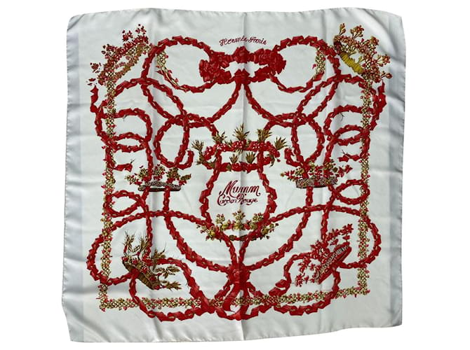 Hermès Silk scarves White Red  ref.511700
