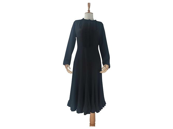 Vestido de seda negro Alexander McQueen