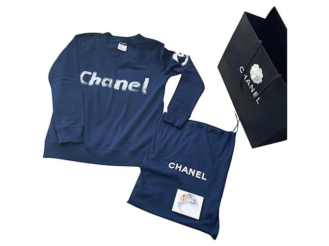 Chanel Weihnachten Marineblau Baumwolle  ref.511785