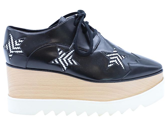 Stella Mc Cartney Stella McCartney Derby Elyse Star Platform Stringata in Pelle Nera Nero
