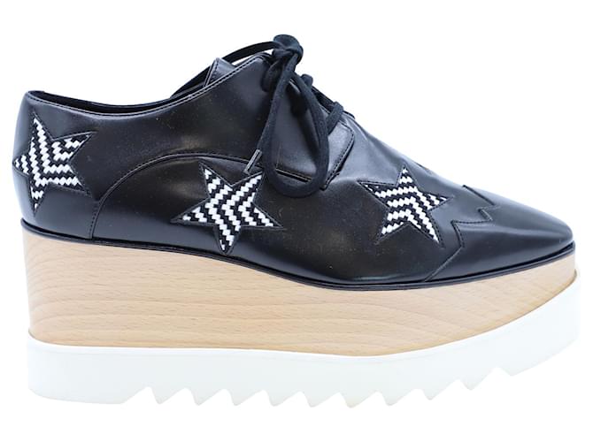 Stella Mc Cartney Zapatos Derby con cordones y plataforma Elyse Star de Stella McCartney en cuero negro  ref.511869