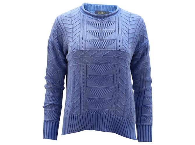 Polo Ralph Lauren Cable-Knit Sweater in Blue Cotton  ref.511871