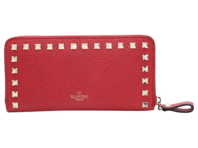 Valentino Rockstud Wallet Burgundy Leather Dark red ref.511884 - Closet