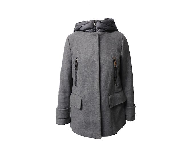 Abrigo Moncler Euphemia con chaleco acolchado en lana virgen gris