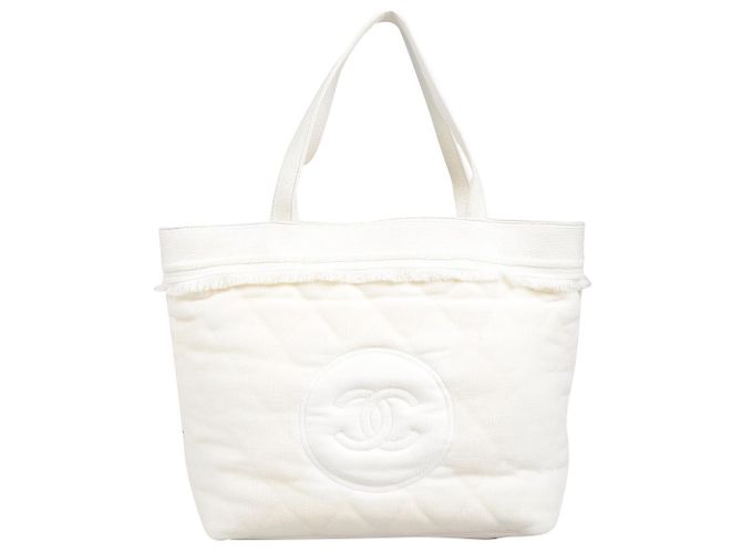 Chanel Borsa da spiaggia in spugna con la coperta Bianco