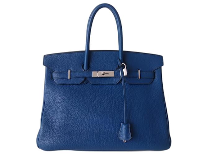 Hermès Bolsa HERMES BIRKIN 35 Azul Couro  ref.512068