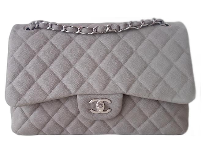 Timeless CLASSIC CHANEL BAG Grey Leather  ref.512086