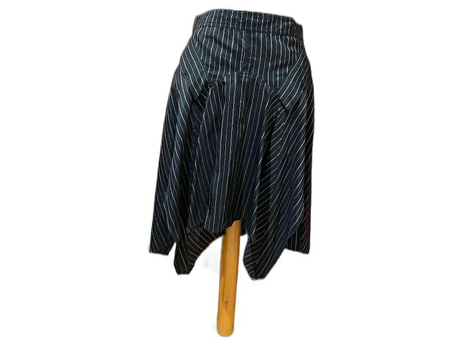 Gonna Isabel Marant in seta nera e grigia a righe Nero Grigio