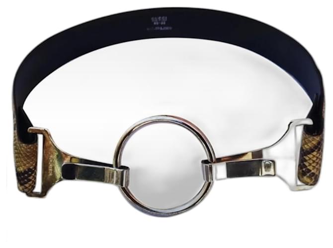 Tom Ford for Gucci Snakeskin Belt Black Yellow Python ref.512118 Joli Closet