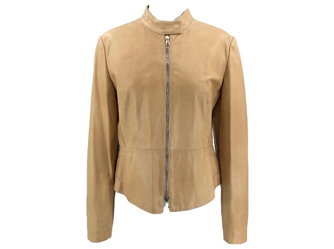 Brunello Cucinelli leather jacket in sand