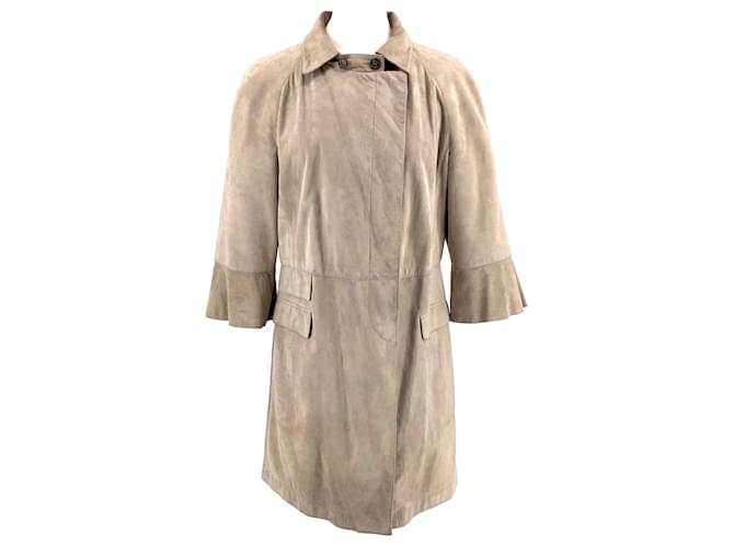 Manteau en daim Brunello Cucinelli gris avec 3/4 des manches Suede  ref.512132