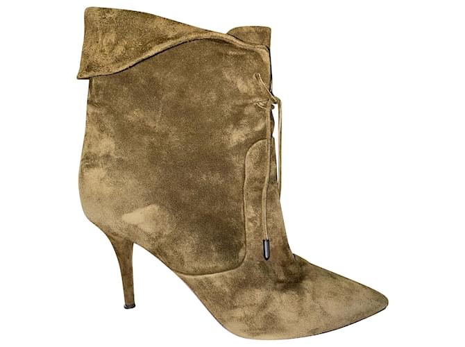 Aquazzura x Olivia Palermo Stiletto Boots in Green Suede  ref.512141