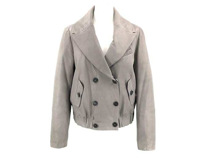 Brunello Cucinelli reversible leather jacket in grey   ref.512149