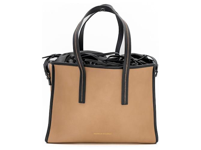 Leather Trimmed Tote Bag in Beige - Brunello Cucinelli