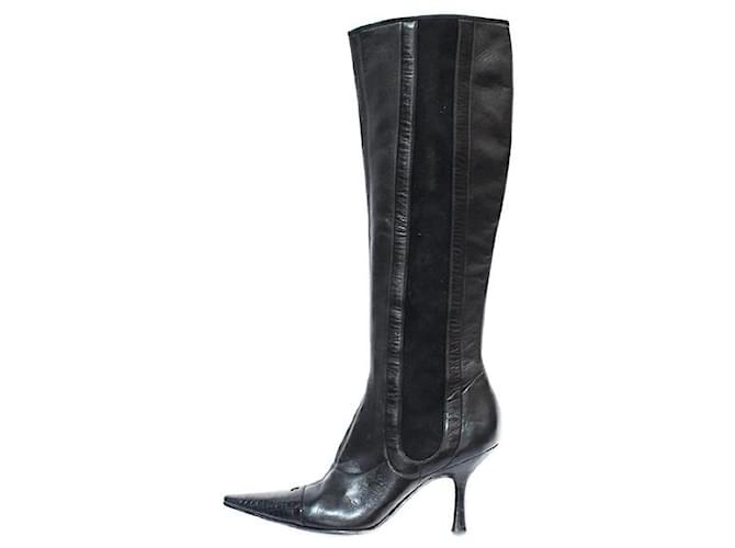 Chanel Boots Black Leather  ref.512504