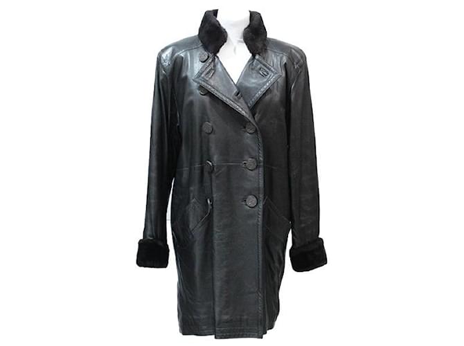 Yves Saint Laurent Coats, Outerwear Black Leather  ref.512524