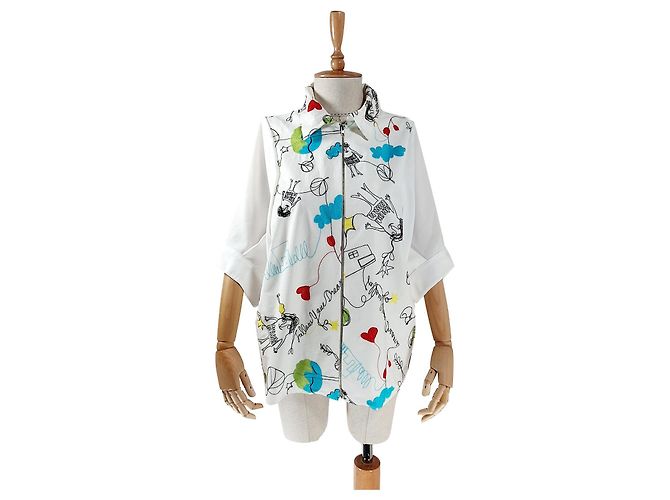 Autre Marque Donna Hiu Embroidered Short Sleeve Jacket White Multi Multiple colors