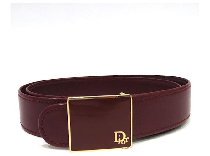 [Used] Christian Dior accessory leather belt Bordeaux Dior Ladies Dark red  ref.512601