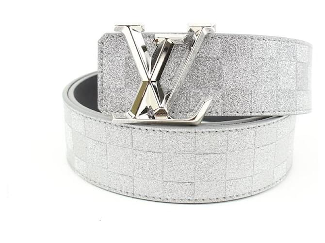 Louis Vuitton Glitter Silver Damier LV Pyramide 40mm belt 37LV128S