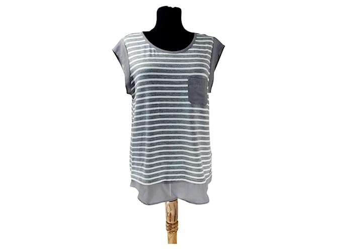 Calvin Klein Tops White Grey Polyester Elastane Rayon  ref.513006