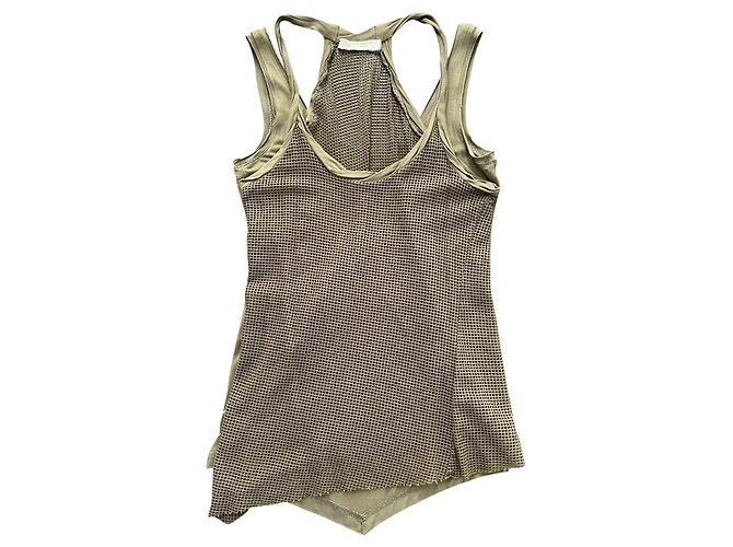 Top a capas Donna Karan Khaki Algodón Caqui