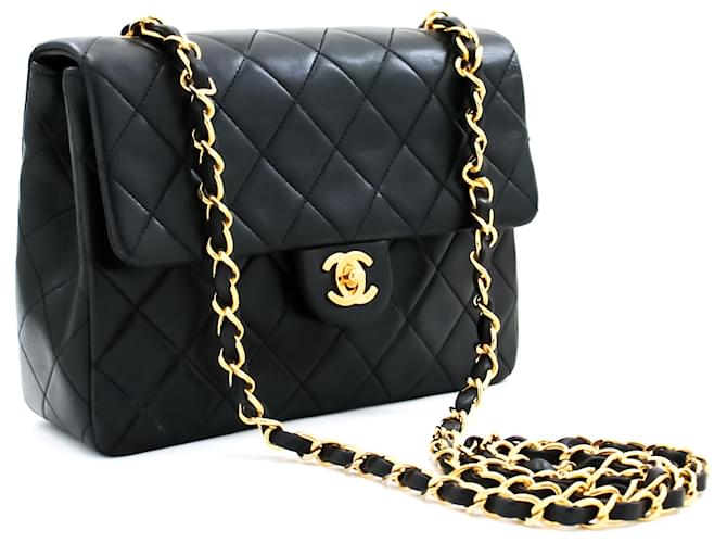 CHANEL Mini Square Small Chain Shoulder Bag Crossbody Black Quilt Leather  ref.513040