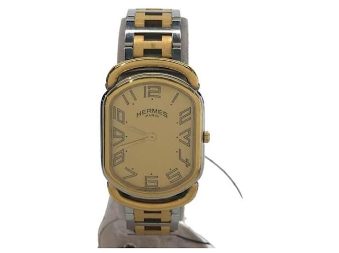 hermes quartz 18k gold plated watch ar 3.220