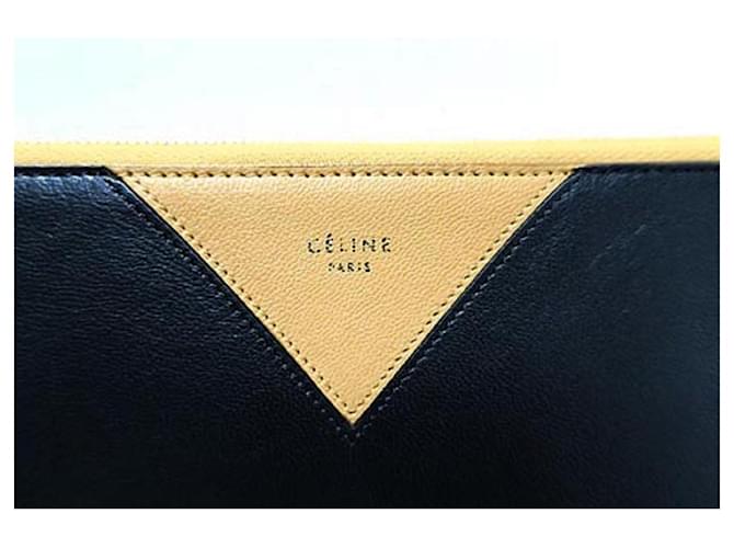 Céline [Used] Celine Bag Ladies Clutch Bag Mini Black Beige Bicolor Leather  ref.513088