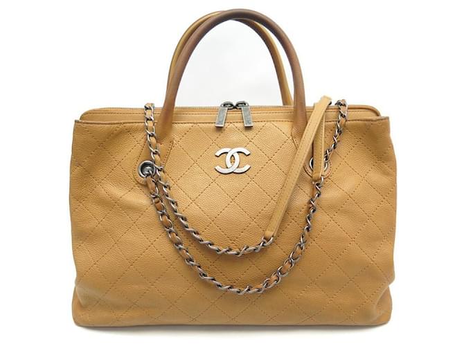 CHANEL CABAS SHOPPING CAVIAR LEATHER QUILTED CAMEL HAND BAG Caramel  ref.513720