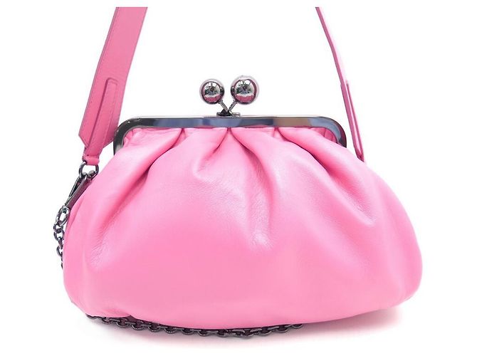 NOVA BOLSA DE FIM DE SEMANA MAX MARA PAsticCINO EM COURO NAPA COR-DE-ROSA
