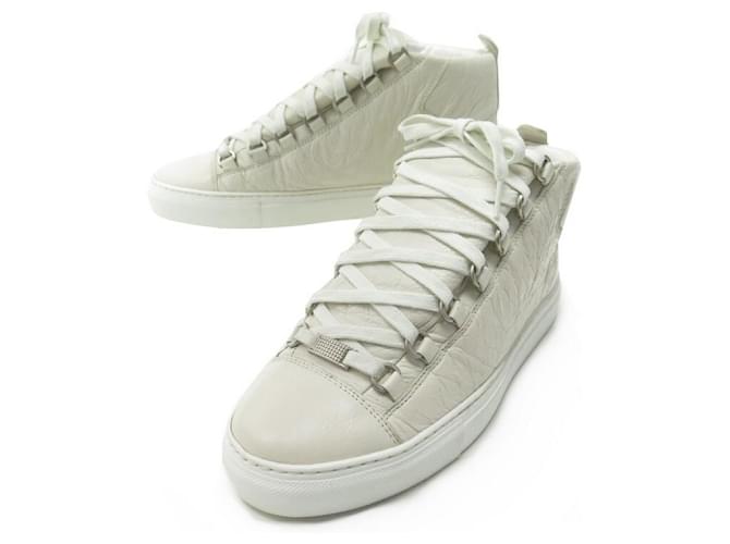 NEW BALENCIAGA BASKETS ARENA SHOES 458686 40 IT 41 FR LEATHER SNEAKERS White  ref.513769