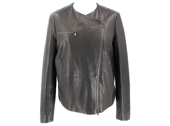 Brunello Cucinelli leather jacket in black with sequin shoulders  ref.513870
