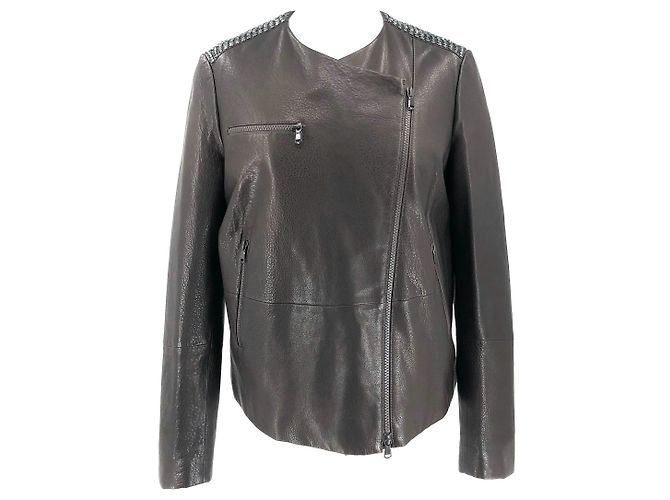Brunello Cucinelli leather jacket in black with sequin shoulders