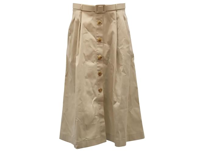 Carolina Herrera Belted Midi Skirt in Beige Cotton  ref.513889