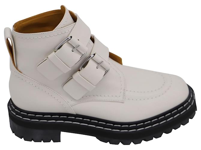 Proenza Schouler Proenza Schoule Lug Sole Buckle Boots in White calf leather Leather Cream  ref.513897