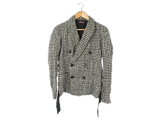* [Gebraucht] Undercover Tailored Jacket Gingham Plaid gefüttert Gesamtfutter 1 SCHWARZ-WEISS