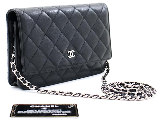 CHANEL Caviar Wallet On Chain WOC Black Shoulder Bag Crossbody Leather  ref.514546