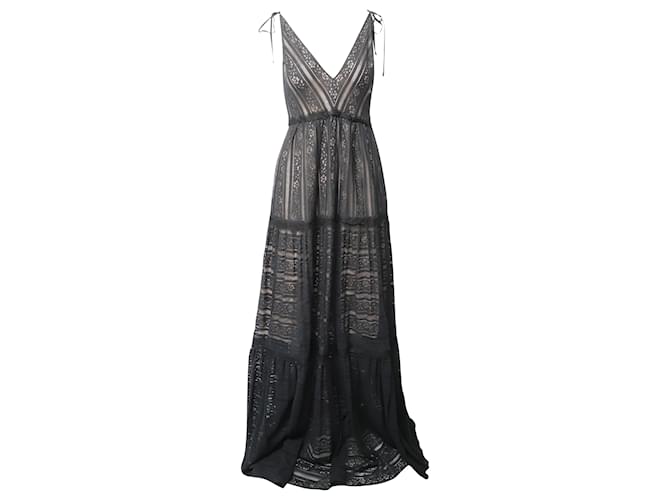Erdem V-Neck Tiered Gown in Black Cotton  ref.514805