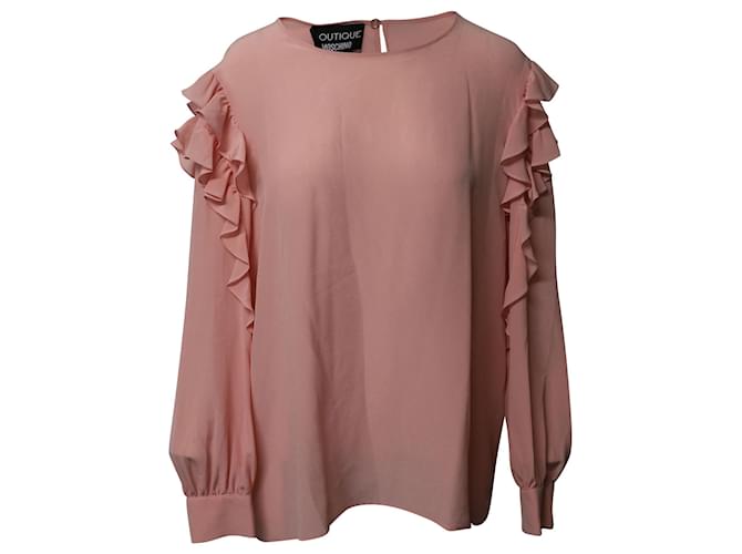 Autre Marque Blusa de seda rosa con detalle de volantes de Boutique Moschino  ref.514811