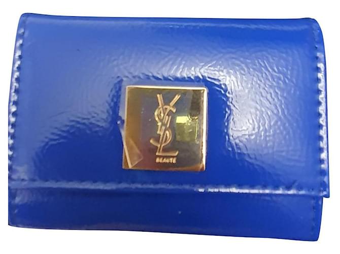 Bolsa de couro Yves Saint Laurent para paleta de maquiagem Azul  ref.514848