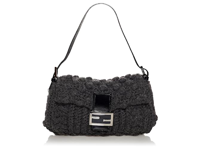 FENDI Vintage Wool Crochet Mama Baguette Bag