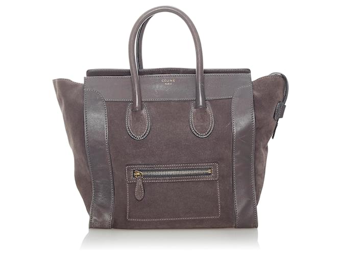 Céline Celine Brown Mini Luggage Leather Tote Bag Dark brown Suede Pony-style calfskin  ref.514991
