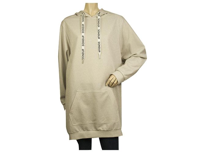 Dondup Sudadera Larga Viscosa Gris Plata Top con Capucha Talla M