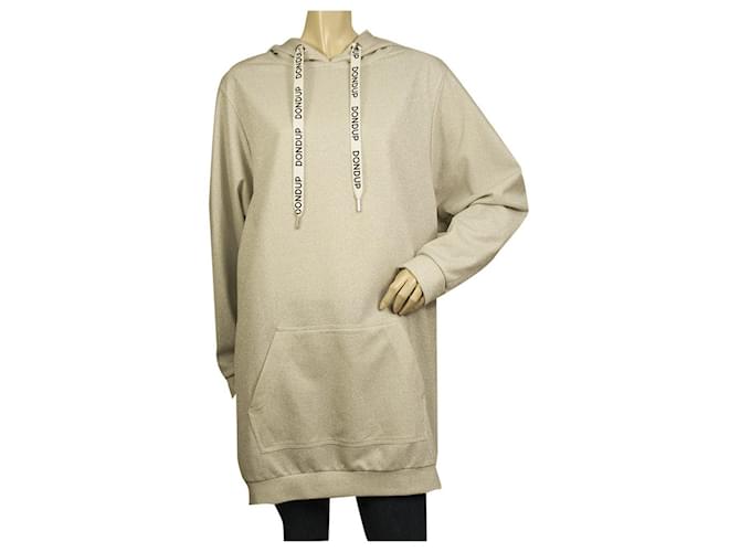 Dondup Silbergraues langes Sweatshirt aus Viskose mit Kapuze, Größe M  ref.515226