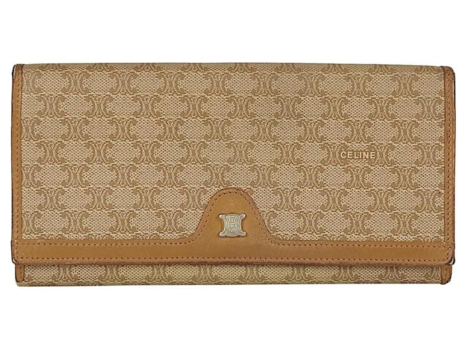 Céline Triomphe vintage wallet Beige Cloth  ref.515233