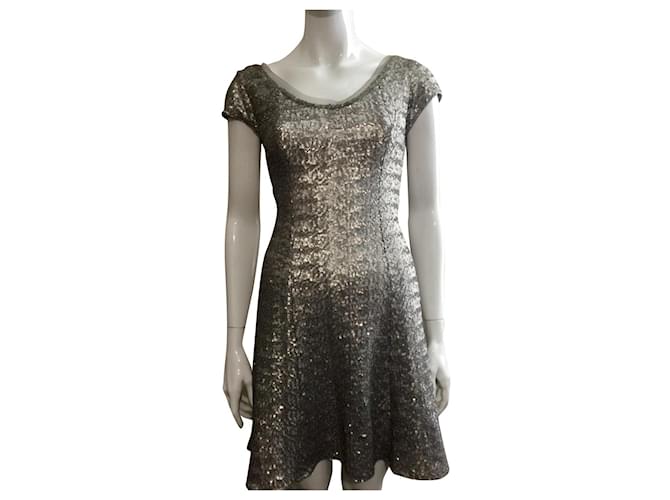 Autre Marque Silver cocktail dress, sequinned by Mikael Aghal Silvery  ref.515244