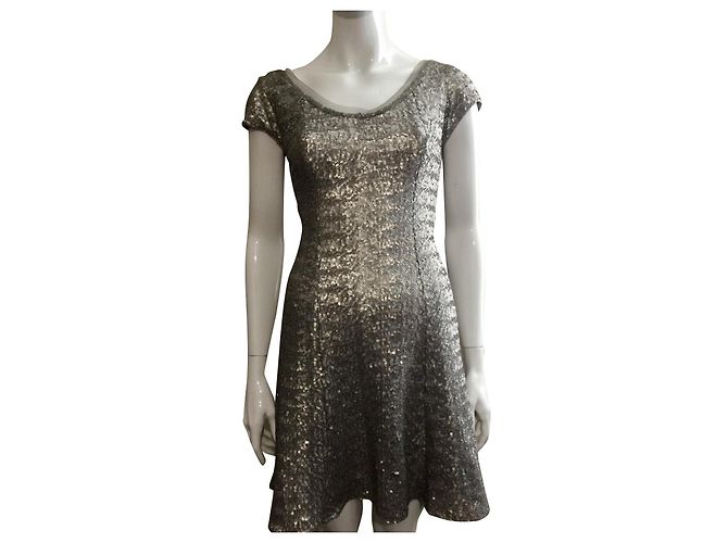 Autre Marque Silbernes Cocktailkleid, Pailletten von Mikael Aghal