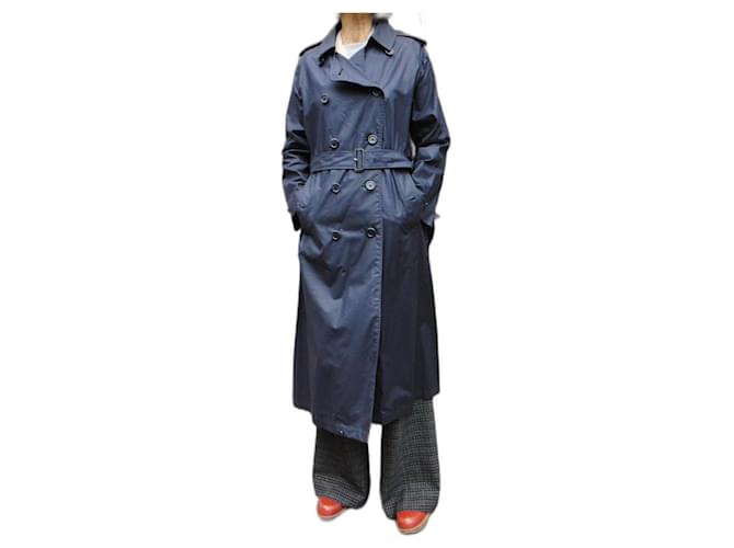 trench coat vintage Burberry leve tamanho 40 Azul marinho Algodão  ref.515246